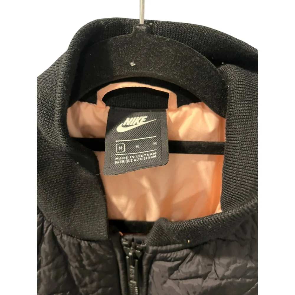 Nike NSW Black/Pink Bomber Jacket Men's Size Medium Full Zip Casual Pockets